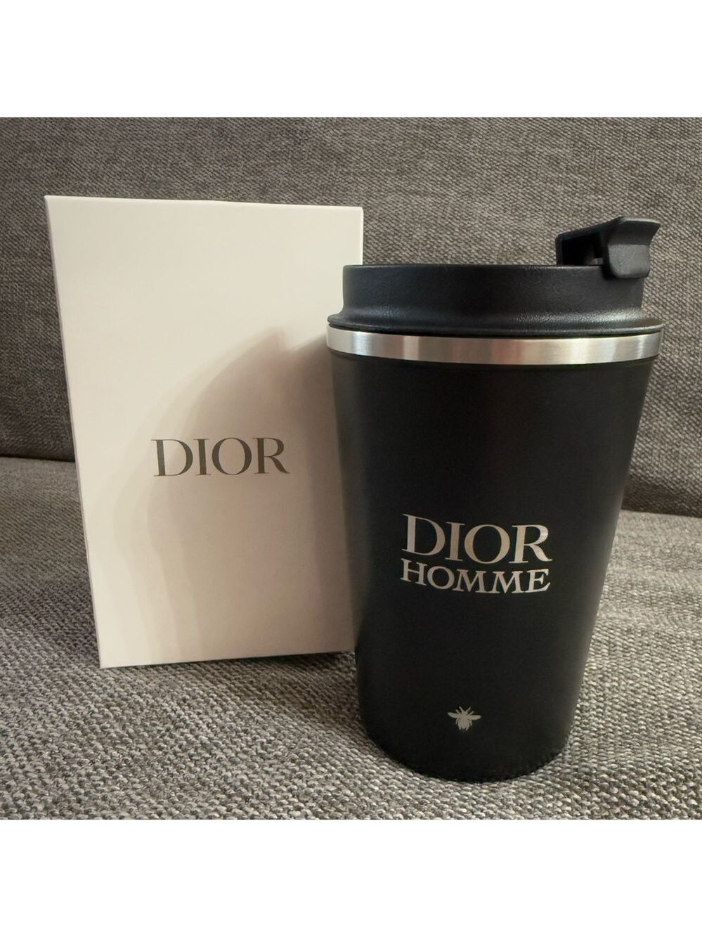 Dior Homme Small Tumbler Travel Coffee Mug Black Stainless Steel Authentic